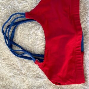 Born Primitive Fearless Red and Blue Strappy Sports Bra
